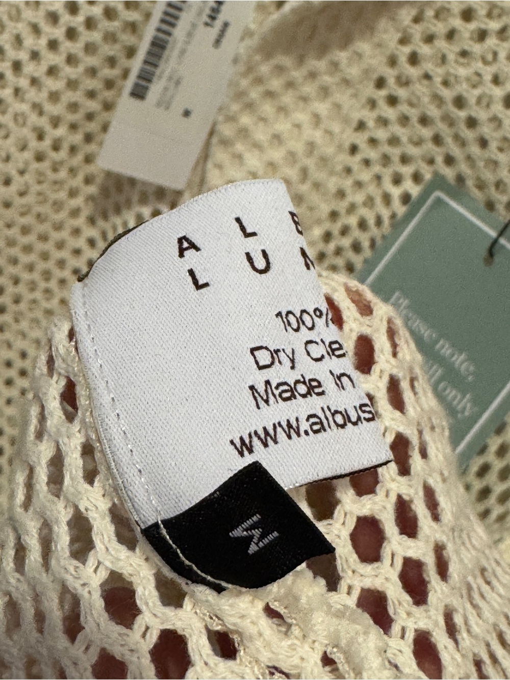 NWT Albus Lumen Cream Mesh Knit Long-Sleeve 100% Silk Polo Shirt Textured Weave - Picture 5 of 9
